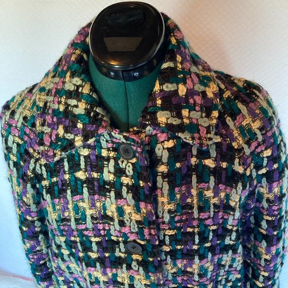 New York & Company Eva Mendes Tweed Multicolor Single Breasted Coat sz XS NWT - Picture 2 of 11